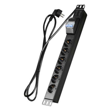 PDU-6PN - Ciabatta di alimentazione - Progettata per rack standard da 19" - 6 uscite fino a 250VAC / 16 A max. - Dimensione 1U p