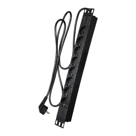 PDU-8P1U - Ciabatta di alimentazione - Progettata per rack standard da 19" - 8 uscite fino a 250VAC / 16 A max. - Dimensione 1U