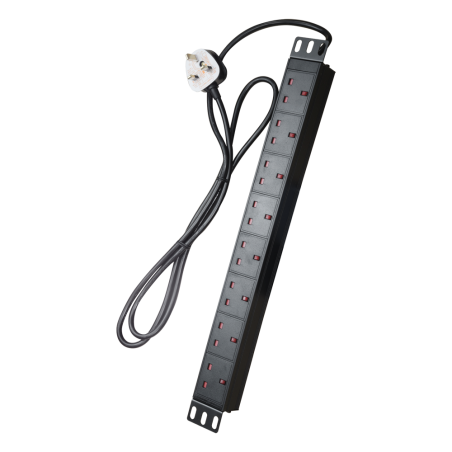 PDU-8P1U-UK - Ciabatta con spina UK - Progettata per rack standard da 19" - 8 uscite fino a 250VAC / 13 A max. - Dimensione 1U p