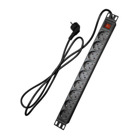 PDU-9P1U-SWITCH - Ciabatta di alimentazione - Formato per rack 1U - 9 uscite fino a 250VAC / 16 A max. - Interruttore on/off - C