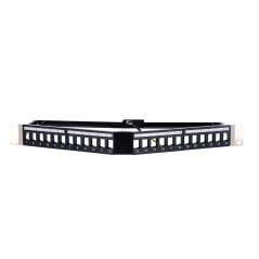 PP-A24FTP - Patch panel angolare vuoto - 24 porte FTP - Formato per rack 1U - Senza elettronica - Barra per fissaggio cavi inclu