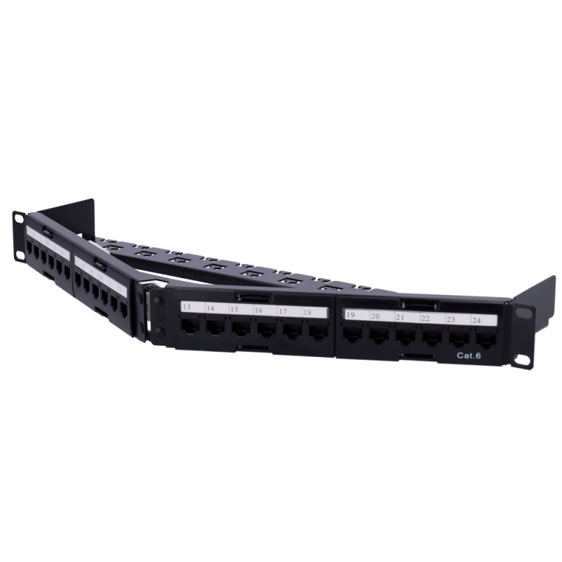 PP-A24UTP6 - Patch panel angolare di 24 porte UTP - Ammette cavi fino a CAT6 - Formato per rack 1U - Dimensione 1 U per facilita PP-A24UTP6 - Patch panel angolare di 24 porte UTP - Ammette cavi fino a CAT6 - Formato per rack 1U - Dimensione 1 U per facilita