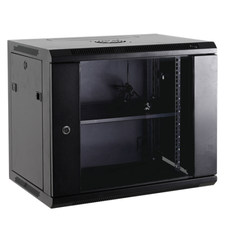 RACK-12UN - Armadio rack a parete - Fino a 12U rack da 19"(600*600) - Fino a 60 Kg di carico - Con ventole e passacavi - 2 vento