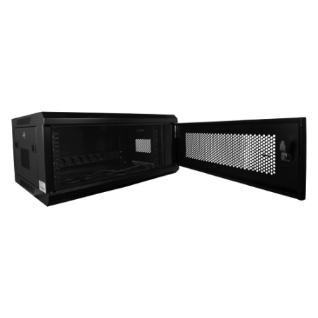 RACK-4U-MESH - Armadio rack a parete - Fino a 4U rack da 19" - Fino a 60 Kg di carico - Pannelli in rete sul fronte e sui lati p