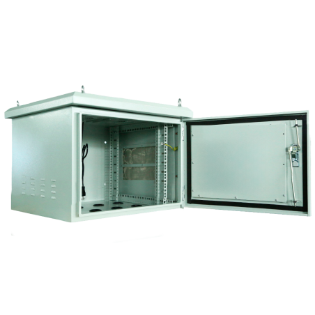 RACK-6U-OUTDOOR - Armadio rack a parete - Fino a 6U rack da 19" - Fino a 100 Kg di carico - Con griglie di ventilazione e passac