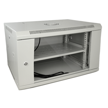 RACK-6UG - Armadio rack a parete - Fino a 6U rack da 19" - Fino a 60 Kg di carico - Con ventole e passacavi - Ventola e vassoio 