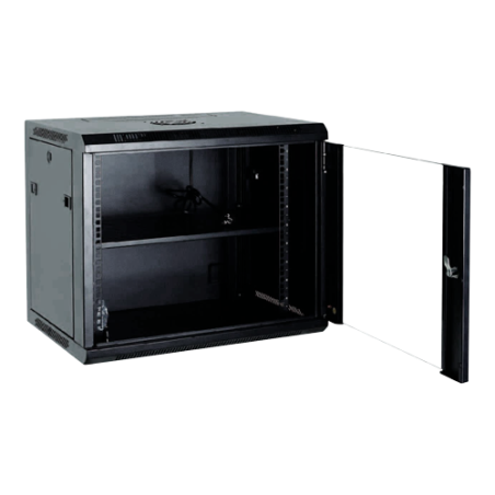RACK-6UN-6D - Armadio rack a parete - Fino a 6U rack da 19" - Fino a 100 Kg di carico - Con ventole e passacavi - Profondità 600