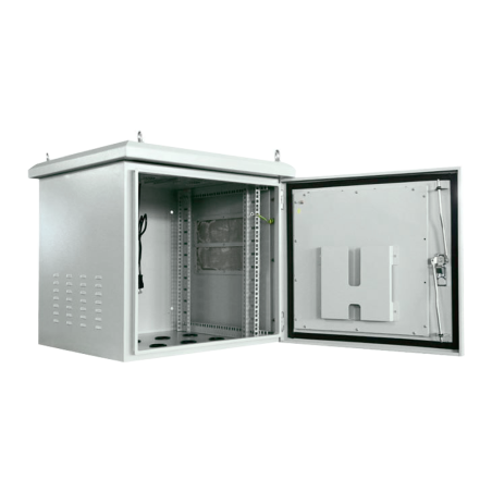 RACK-9U-OUTDOOR - Armadio rack a parete - Fino a 9U rack da 19" - Fino a 100 Kg di carico - Con griglie di ventilazione e passac