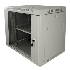 RACK-9UG - Armadio rack a parete - Fino a 9U rack da 19" - Fino a 100 Kg di carico - Con ventole e passacavi - Ventola, vassoio 