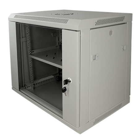 RACK-9UG - Armadio rack a parete - Fino a 9U rack da 19" - Fino a 100 Kg di carico - Con ventole e passacavi - Ventola, vassoio 