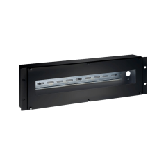 RACK-DINRAIL-3U - Pannello Rack 19" - Guida din - Formato 3U - Ingresso cavi sul retro - Colore nero -