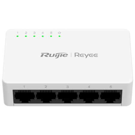 RG-ES05F - Reyee Switch da Tavolo - Alloggiamento in Plastica - 5 porte RJ45 - Velocità 10/100 Mbps - Plug and Play - Tecnologia