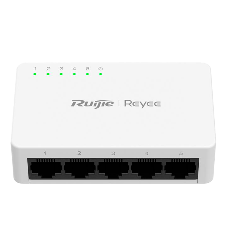 RG-ES05G-L - Reyee Switch da Tavolo - Alloggiamento in Plastica - 5 porte RJ45 - Velocità 10/100/1000 Mbps - Plug and Play - Tec