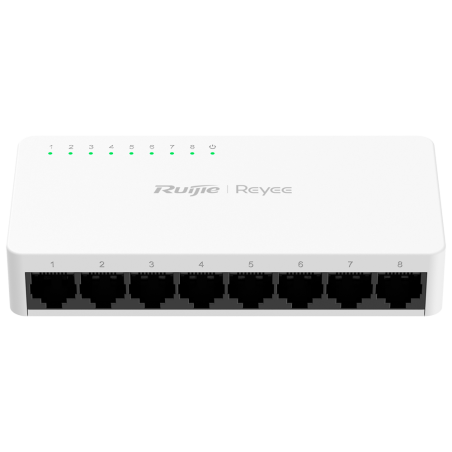 RG-ES08F - Reyee Switch da Tavolo - Alloggiamento in Plastica - 8 porte RJ45 - Velocità 10/100 Mbps - Plug and Play - Tecnologia