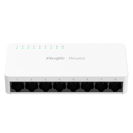 RG-ES08G-L - Reyee Switch da Tavolo - Alloggiamento in Plastica - 8 porte RJ45 - Velocità 10/100/1000 Mbps - Plug and Play - Tec