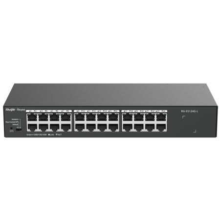 RG-ES124G-L - Reyee Switch da Tavolo - Alloggiamento in Metallo - Montaggio su rack - 24 porte RJ45 - Velocità 10/100/1000 Mbps 