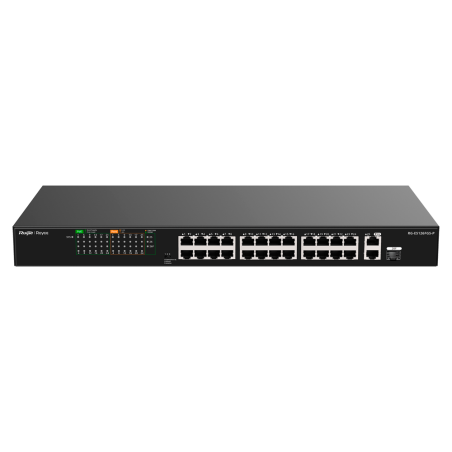 RG-ES126FGS-P - Reyee Switch PoE da Tavolo - 24 Porte RJ45 + 1 Uplink RJ45 + 1 SFP Combo - 24 Porte 10/100Mbps + 2 Porte 10/100/