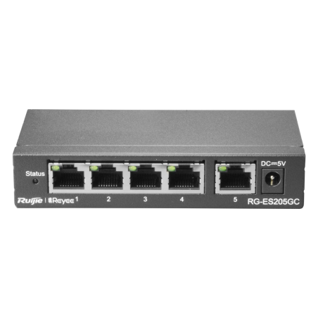 RG-ES205GC - Reyee Switch Cloud - 5 porte RJ45 Gigabit - Velocità della porta 10/100/1000 Mbps - Plug &amp Play - VLAN/Port Isol