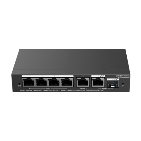 RG-ES206GS-P - Reyee Switch PoE Cloud - 4 Porte PoE + 2 Porte Rj45 + 1 SFP Combo - Velocità della porta 10/100/1000 Mbps - 30W p