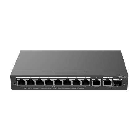 RG-ES210GS-P - Reyee Switch PoE Cloud Managed - 8 porte PoE + 2 Uplink RJ45 + 1 SFP Combo - Velocità della porta 10/100/1000 Mbp