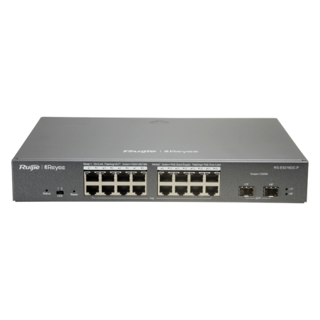 RG-ES218GC-P - Reyee Switch PoE Cloud Managed - 16 porte PoE 802.3af/at + 2 SFP - 16 RJ45 10/100/1000Mbps + 2 SFP 10/100/1000Mbp