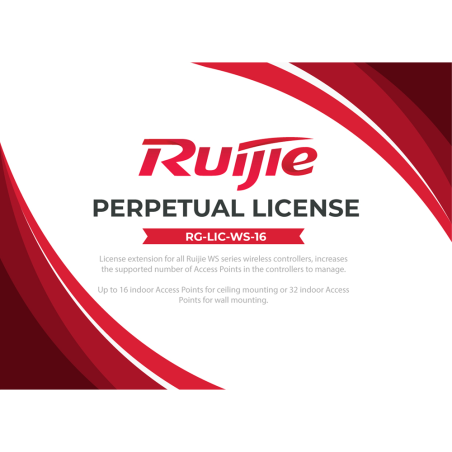 RG-LIC-WS-16 - Licenze per i controller Ruijie serie WS - Aumenta il numero di AP gestibili - Fino a 16 AP standard o 32 AP a pa