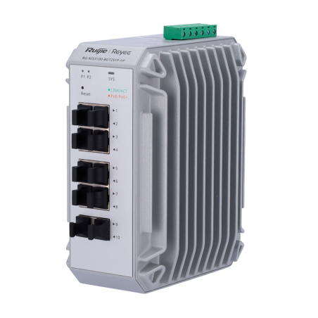 RG-NIS3100-8GT2SFP-HP - Reyee Switch Industriale PoE Cloud Layer 2 - 8 porte PoE+ Gigabit + 2 porte SFP Gigabit - 30W per porta