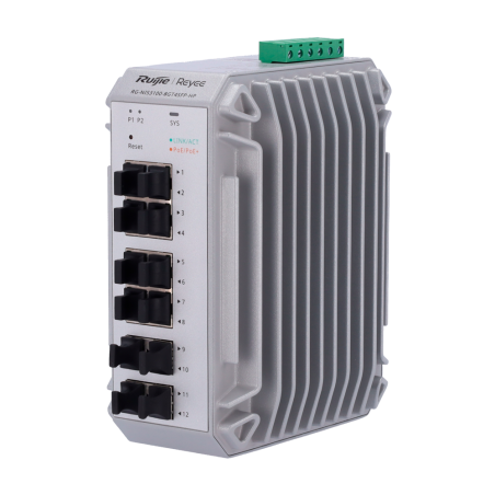 RG-NIS3100-8GT4SFP-HP - Reyee Switch Industriale PoE Cloud Layer 2 - 8 porte PoE+ Gigabit + 4 porte SFP Gigabit - 30W per porta