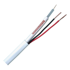 RG59P-100B - Cavo Combinato - RG59 + alimentazione - Bobina da 100 metri - Cover colore bianco - Diametro esterno 9.0 mm - Poche