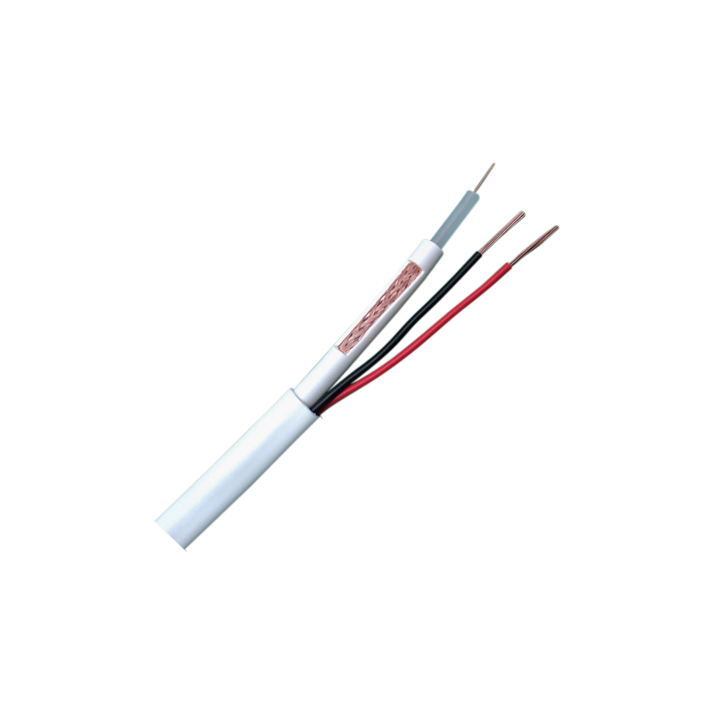 RG59P-100B - Cavo Combinato - RG59 + alimentazione - Bobina da 100 metri - Cover colore bianco - Diametro esterno 9.0 mm - Poche