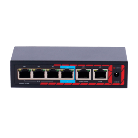 SF-POE-EXT0604-60 - Safire Indoor Hi-PoE Extender Switch - Estende la portata dell'alimentazione POE - 4 porte PoE + 2 Uplink RJ