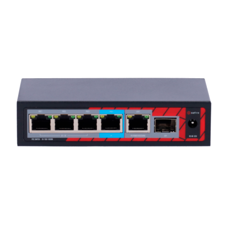 SF-POE-EXT0604-GF-60 - Safire Indoor POE extender Switch - Ampia portata dell' alimentazione POE - 4 porte PoE + 1 Uplink RJ45 +