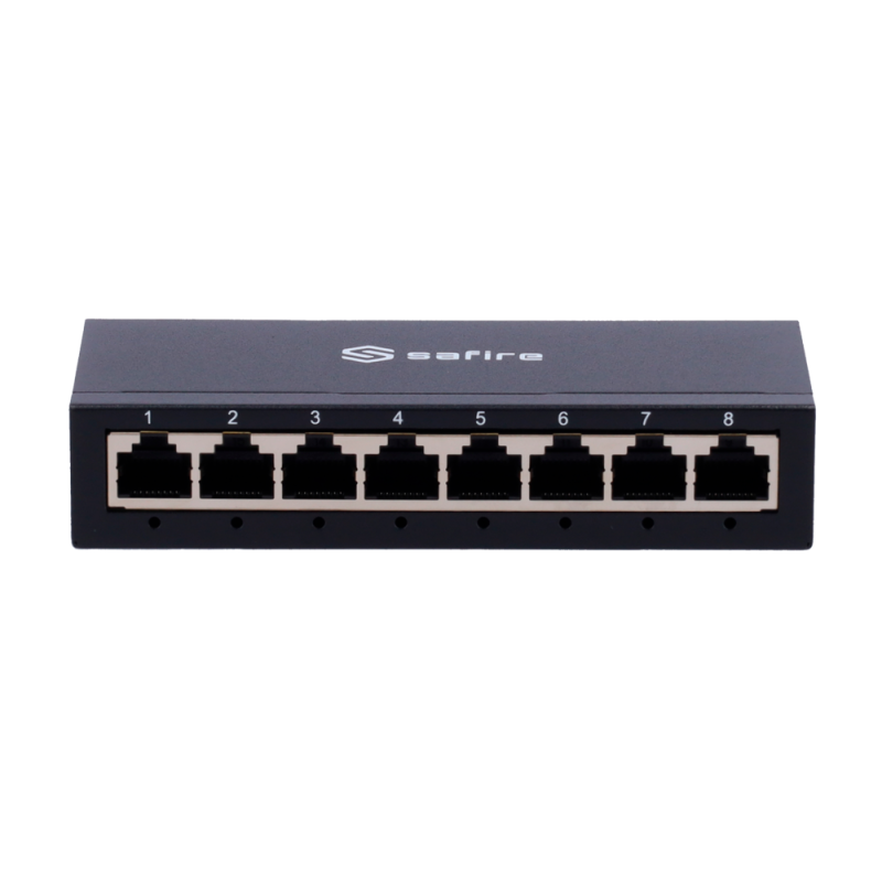 SF-SW08-G-M - Safire Switch da tavolo - 8 porte Gigabit - Velocità 10/100/1000 Mbps - Plug &amp Play - Tecnologia di risparmio e