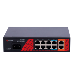 SF-SW1008HIPOE-H-120 - Safire Switch Hi-PoE - 8 porte PoE + 2 Uplink RJ45 - Ibrido 8x10/100Mbps + 2x10/100/1000Mbps - 6 Porte Po
