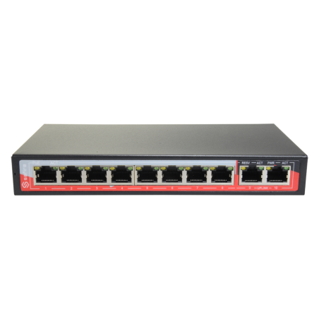 SF-SW1008POE-96 - Switch PoE - 8 porte PoE + 2 Uplink RJ45 - Velocità 10/100 Mbps - Funzioni: Ai VLan/QOS/CCTV Extend/PoE - Stan