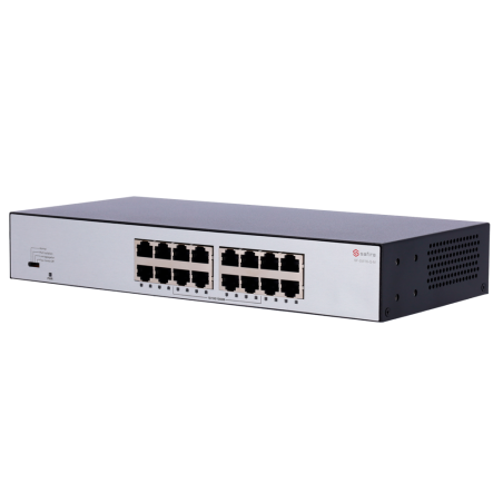SF-SW16-G-M - Safire Switch da tavolo - 16 porte Gigabit - Velocità 10/100/1000 Mbps - Plug &amp Play - Tecnologia di risparmio 
