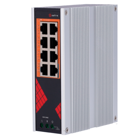 SF-SWI08HIPOE-G-AC-130-DIN - Safire Switch Industriale Alimentazione AC 90~264V - 8 porte Gigabit 10/100/1000Mbps - 6 Porte PoE+