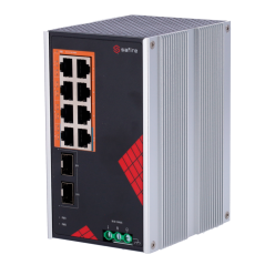SF-SWI1008HIPOE-GF-AC-130-DIN - Safire Switch Industriale Alimentazione AC e DC - 8 porte Gigabit + 2 SFP Gigabit - 6 Porte PoE+