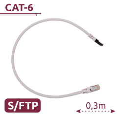 SFTP6A-H-03W - Cavo SFTP - Ethernet - Connettori RJ45 - Categoria 6A - 0,3 m - Colore bianco
