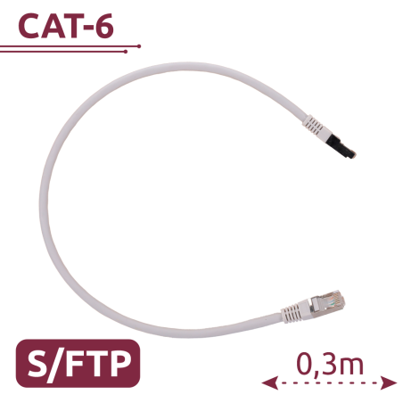 SFTP6A-H-03W - Cavo SFTP - Ethernet - Connettori RJ45 - Categoria 6A - 0,3 m - Colore bianco