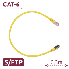 SFTP6A-H-03Y - Cavo SFTP - Ethernet - Connettori RJ45 - Categoria 6A - 0,3 m - Colore Giallo
