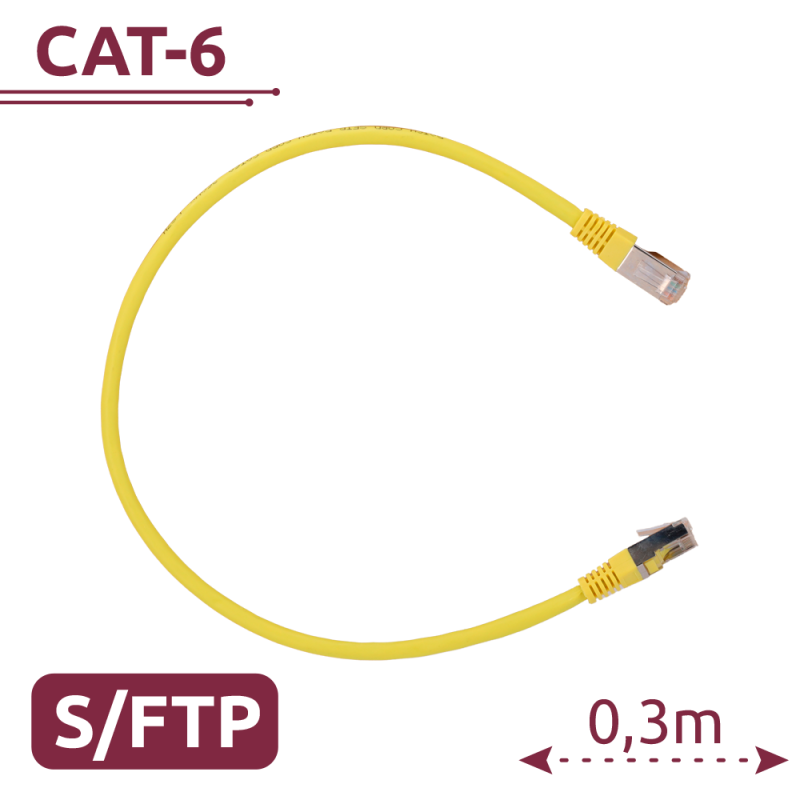 SFTP6A-H-03Y - Cavo SFTP - Ethernet - Connettori RJ45 - Categoria 6A - 0,3 m - Colore Giallo