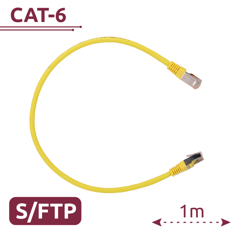 SFTP6A-H-1Y - Cavo SFTP - Ethernet - Connettori RJ45 - Categoria 6A - 1 m - Colore Giallo SFTP6A-H-1Y - Cavo SFTP - Ethernet - Connettori RJ45 - Categoria 6A - 1 m - Colore Giallo