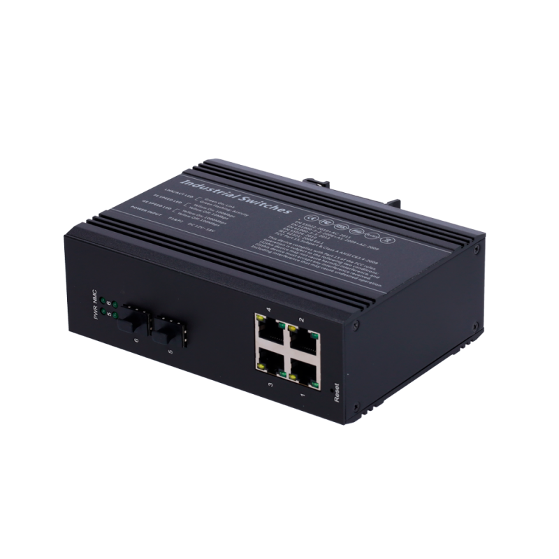 SW0604HIPOE-MGF-120-DIN - Switch PoE White Label - Montaggio su guida DIN - 4 Porte Gigabit + 2 SFP Gigabit - 90W porte 1 o 2 / 