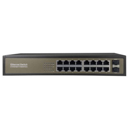 SW1816GT-2GF - Switch da tavolo - 16 porte Gigabit RJ45 - 2 SFP Uplink Port 10/100/1000 Mbps - Velocità 10/100/1000 Mbps - Plug 