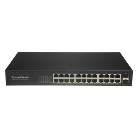 SW2624GT-2GF - Switch - 24 porte RJ45 + 2 SFP GIGA - Velocità della porta 10/100/1000 Mbps - Massimo 20W - Plug &amp Play - Tecn