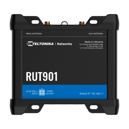 TK-RUT901 - Teltonika Router 4G Industriale - 4 porte Ethernet RJ45 Fast Ethernet - Dual SIM 4G (LTE) Cat 4 fino a 150Mbps - 1x 