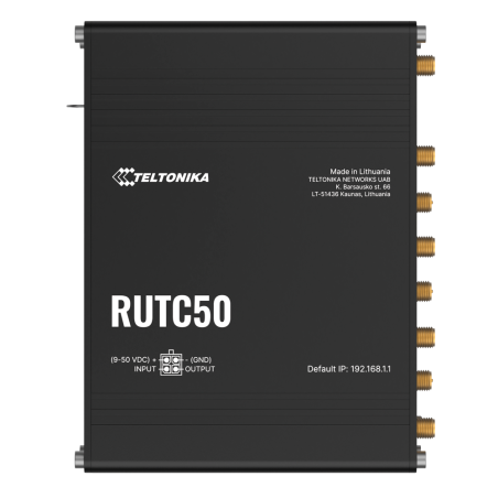 TK-RUTC50 - Teltonika Router 5G Industriale - 5G Sub-6Ghz SA/NSA - Dual SIM Dual Modem - Wi-Fi 6 - Posizionamento GNSS - 5 porte