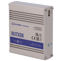 TK-RUTX08 - Teltonika Router Industriale - 4 porte Ethernet RJ45 Gigabit - USB 2.0 - Ingresso/Uscita Digitale - Alloggiamento in