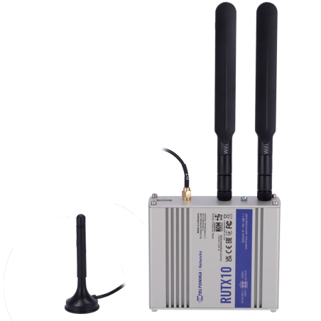 TK-RUTX10 - Teltonika Router Industriale - Wi-Fi 5 - Bluetooth LE 4.0 - 4 porte Ethernet RJ45 Gigabit - USB 2.0 - Ingresso/Uscit